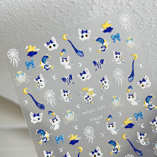 MINI-11 Shell Light Bowknot Kitten Stickers