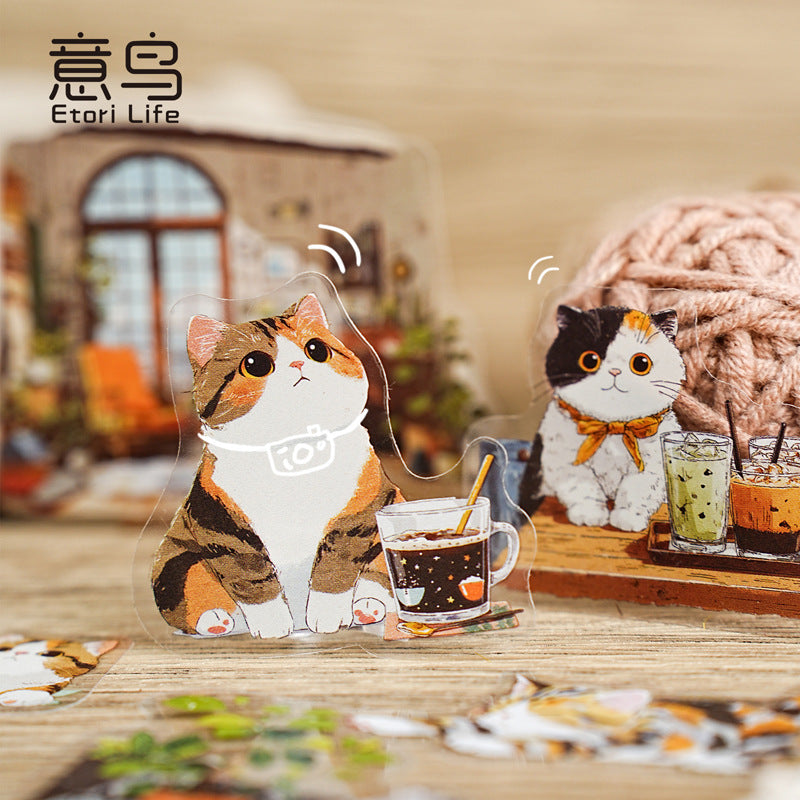 S-12 Meow Meow's Daily Series Cute Cartoon Theme Animal PET Sticker 6Style