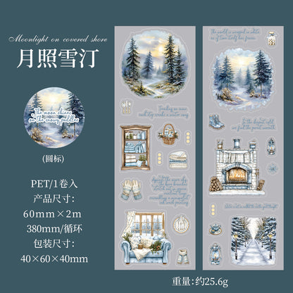 S-42 Dark Phantom Cloud Snow Series Sticker Tape Winter Theme Landscaping 6Style