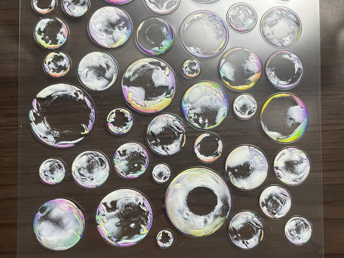 E-23 Iridescent Bubbles 3D Embossed sticker 1 piece