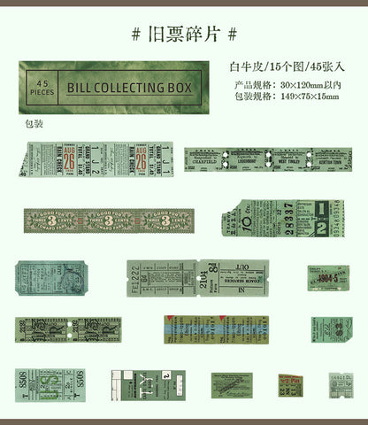 S-40  Retro Ticket Box Sticker Pack 6Style