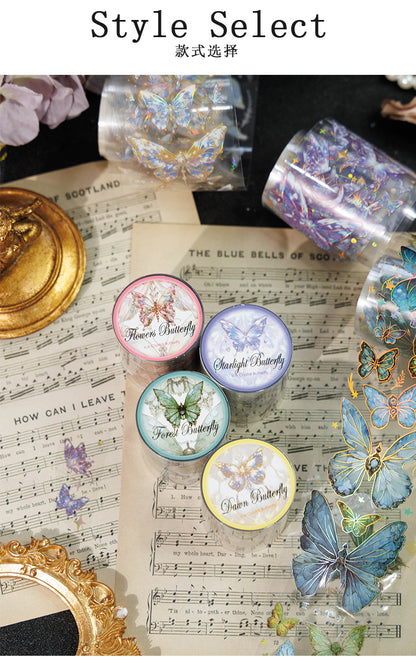 S-28 Ancient Forest PET Adhesive Tape Ice Crystal Butterfly Series 4Style