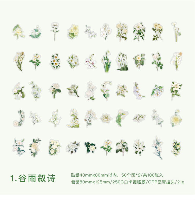 S-10 PET Stickers Flower Season Series Plant and Flower 6 Options