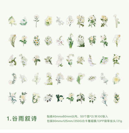S-10 PET Stickers Flower Season Series Plant and Flower 6 Options