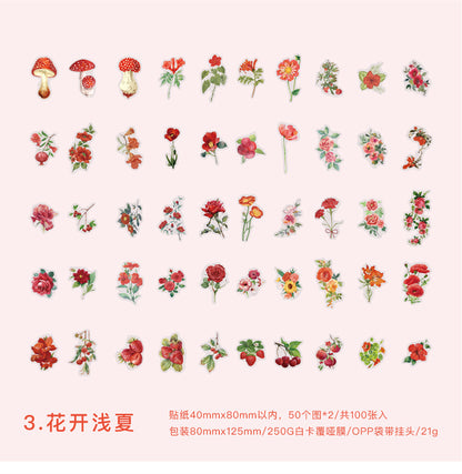 S-10 PET Stickers Flower Season Series Plant and Flower 6 Options