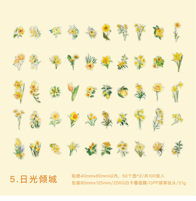 S-10 PET Stickers Flower Season Series Plant and Flower 6 Options