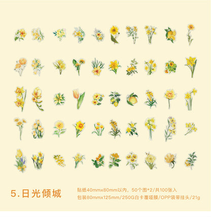 S-10 PET Stickers Flower Season Series Plant and Flower 6 Options