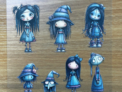 E-144 Blue Stitch Witch 3D Embossed sticker 1 piece
