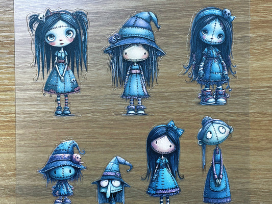 E-144 Blue Stitch Witch 3D Embossed sticker 1 piece