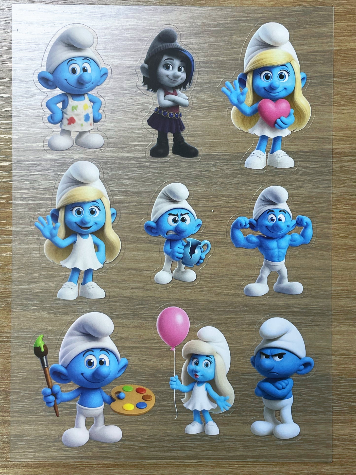 S70 The Smurfs  sticker pet precut A5 size 3 pieces
