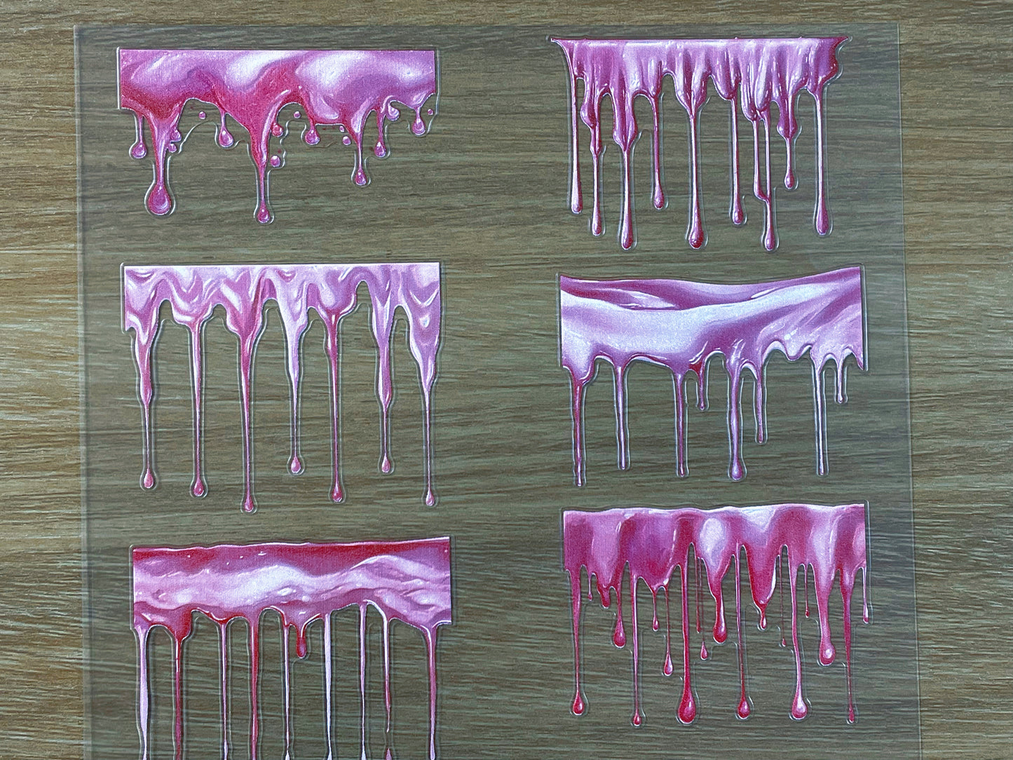 E-65 Pink Mist Melting 3D Embossed sticker 1 piece