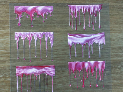 E-65 Pink Mist Melting 3D Embossed sticker 1 piece