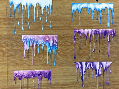 E-93 Ice Melt Drip 3D Embossed sticker 1 piece