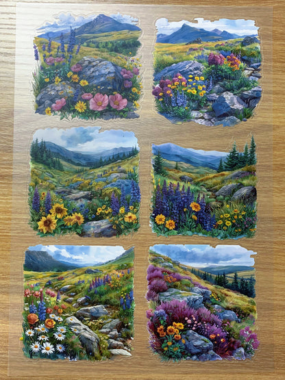 S87 Mountain Meadow Blooms sticker pet precut A4 size 3 pieces