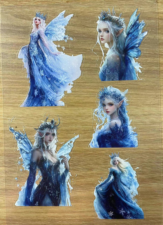 S13 Ice queen fairy sticker pet precut A5 size 2 pieces