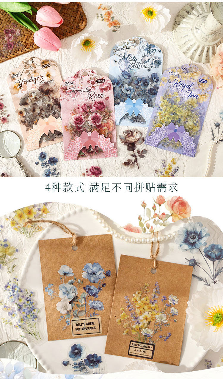 S-41 Flower Series Floral Journal Decoration Collage Material Base Stickers