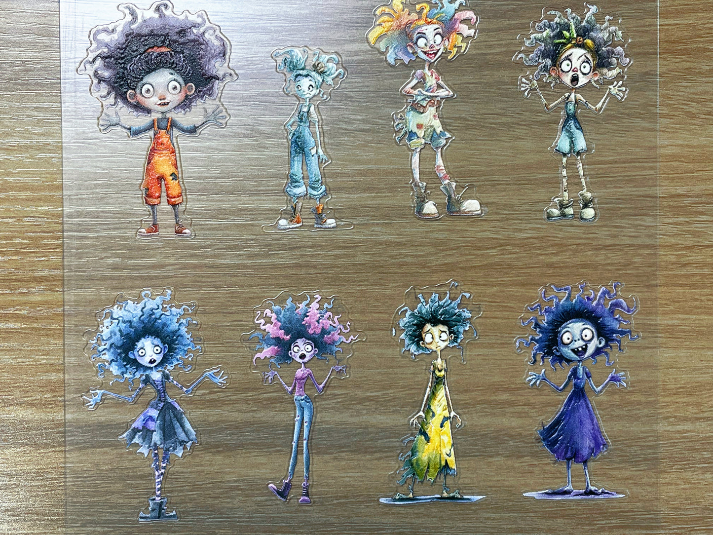 E-104 Fluffy Hair Whimsies 3D Embossed sticker 1 piece