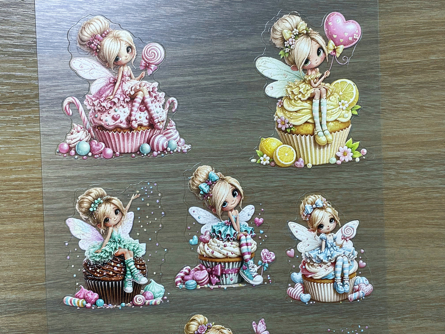 E-145 Cupcake Fairies 3D Embossed sticker 1 piece