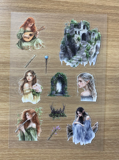 S18 Elven Guardians of the Ruins sticker pet precut A5 size 6 pieces