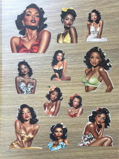 S71 Vintage Pin-up  sticker pet precut A5 size 4 pieces