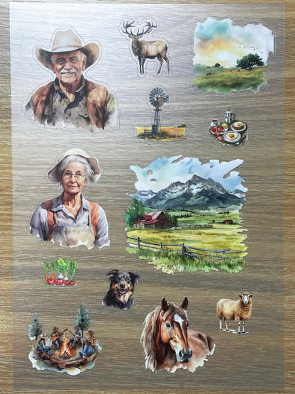 S120 Western Cowboy sticker pet precut A5 size 7 pieces