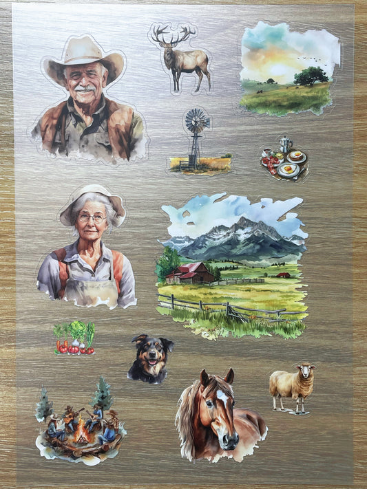 S120 Western Cowboy sticker pet precut A5 size 7 pieces