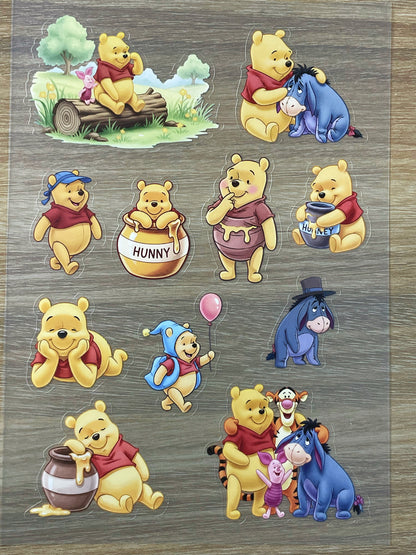 S27  Winnie the Pooh sticker pet precut A5 size 5 pieces