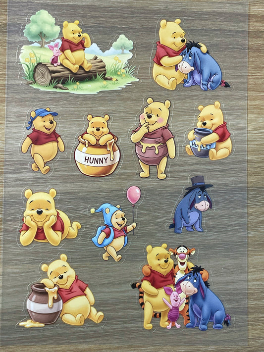 S27  Winnie the Pooh sticker pet precut A5 size 5 pieces
