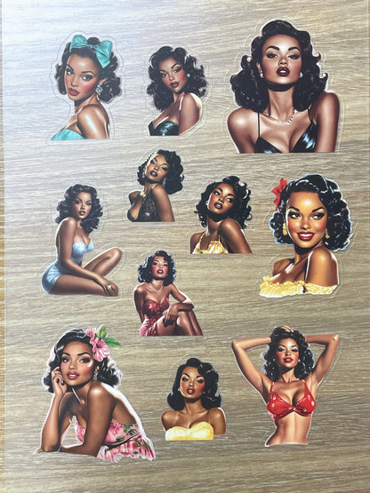 S71 Vintage Pin-up  sticker pet precut A5 size 4 pieces