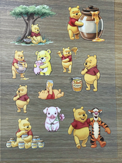 S27  Winnie the Pooh sticker pet precut A5 size 5 pieces