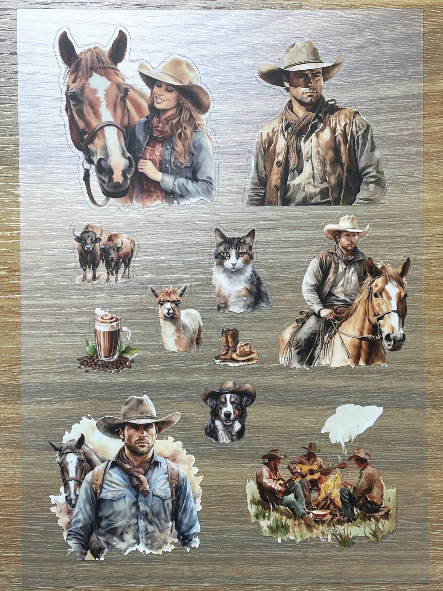 S120 Western Cowboy sticker pet precut A5 size 7 pieces