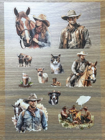 S120 Western Cowboy sticker pet precut A5 size 7 pieces