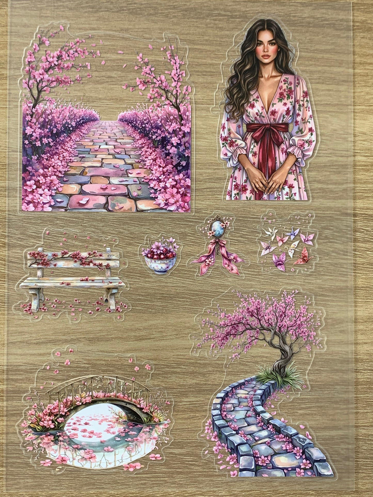 S49 Spring Floral Maiden  sticker pet precut A5 size 4 pieces