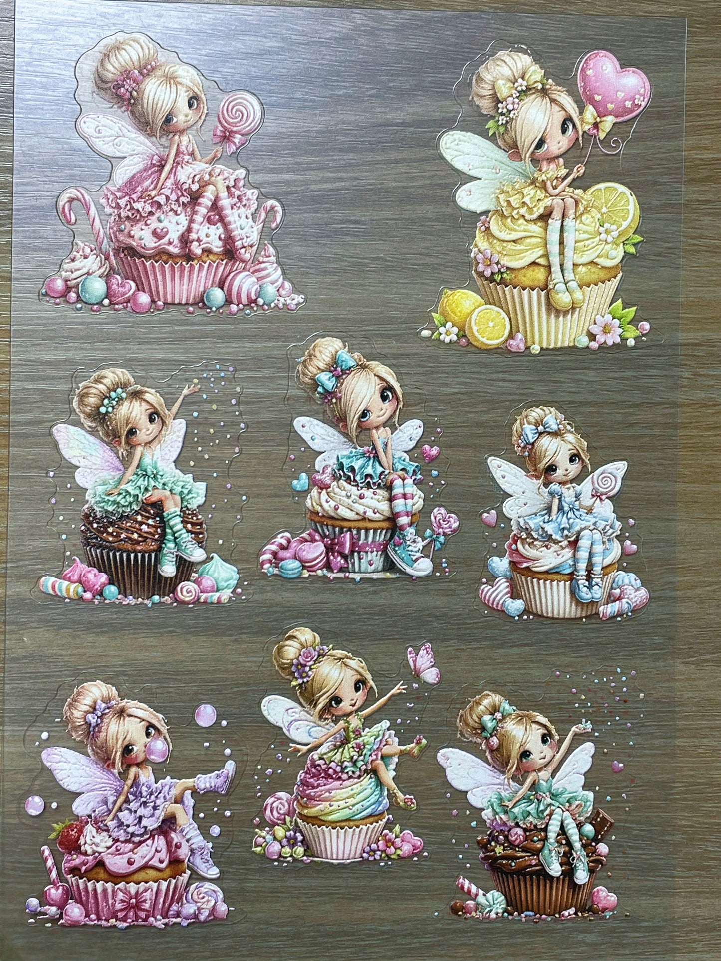 E-145 Cupcake Fairies 3D Embossed sticker 1 piece