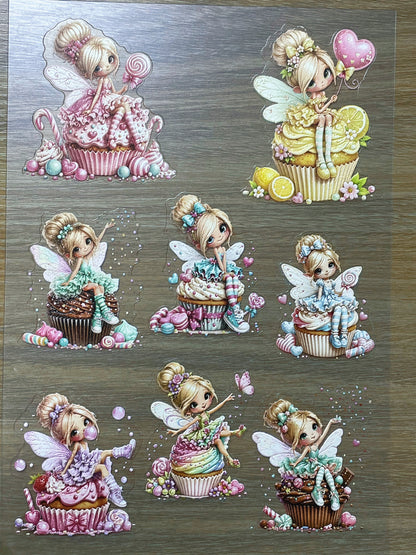E-145 Cupcake Fairies 3D Embossed sticker 1 piece