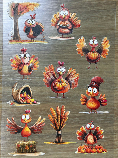 E-120 Thanksgiving Barnyard 3D Embossed sticker 1 piece