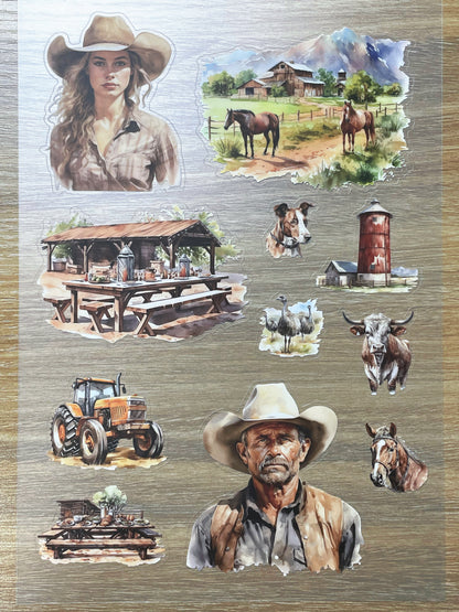 S120 Western Cowboy sticker pet precut A5 size 7 pieces