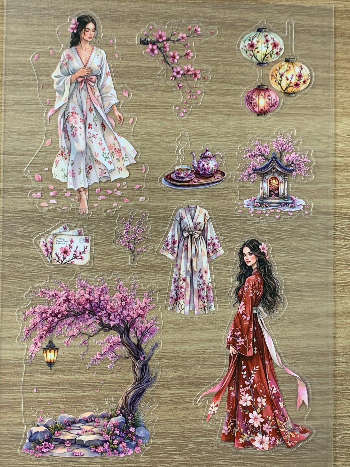 S49 Spring Floral Maiden  sticker pet precut A5 size 4 pieces