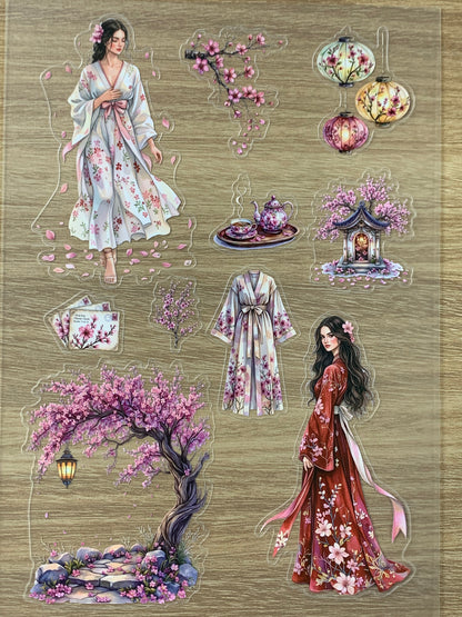 S49 Spring Floral Maiden  sticker pet precut A5 size 4 pieces
