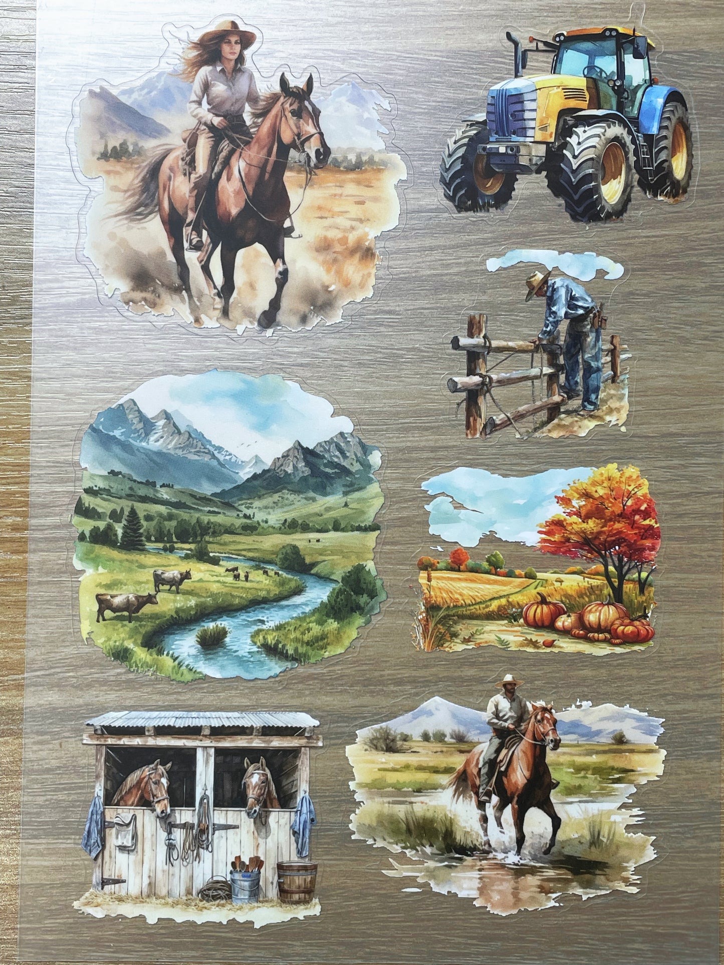 S120 Western Cowboy sticker pet precut A5 size 7 pieces