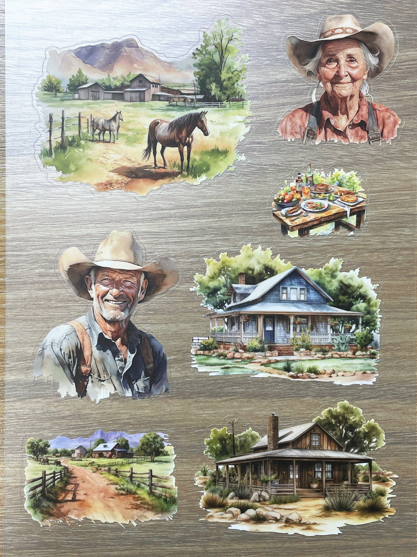 S120 Western Cowboy sticker pet precut A5 size 7 pieces