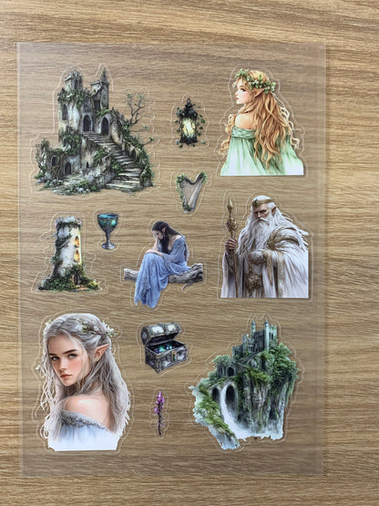 S18 Elven Guardians of the Ruins sticker pet precut A5 size 6 pieces
