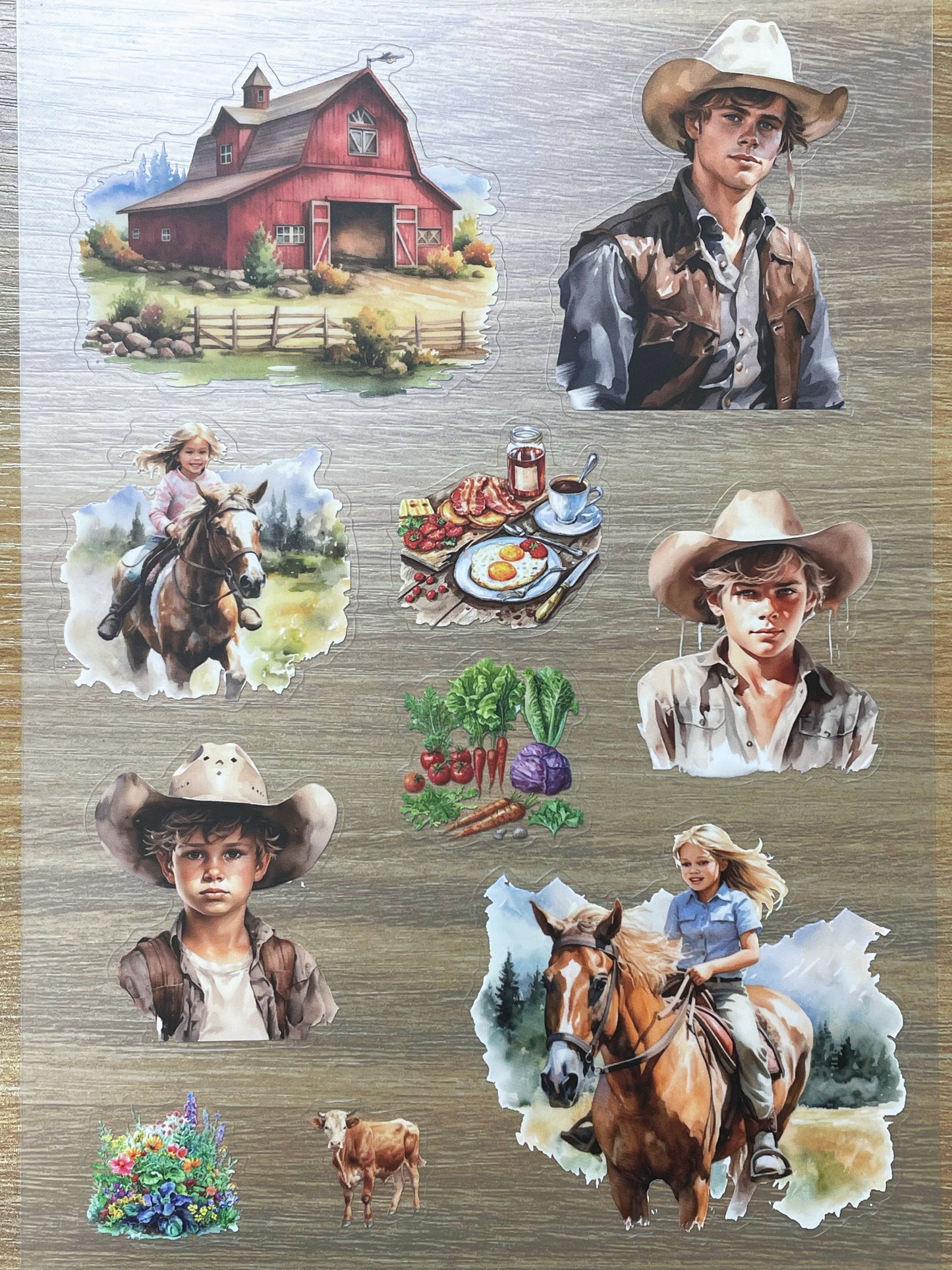 S120 Western Cowboy sticker pet precut A5 size 7 pieces