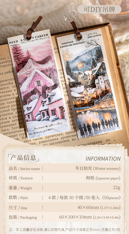 S-18   Sticker Book Winter Light Collection 50Winter Scenery Theme Material 4Style