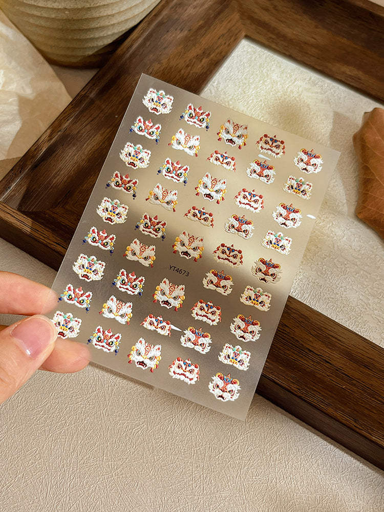 MINI-12 Relief Lion Awakening  Stickers Chinese Style National Trend