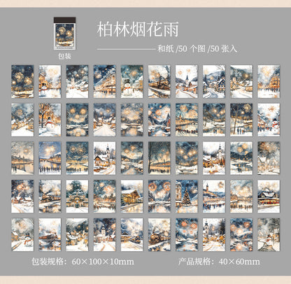 S-18   Sticker Book Winter Light Collection 50Winter Scenery Theme Material 4Style