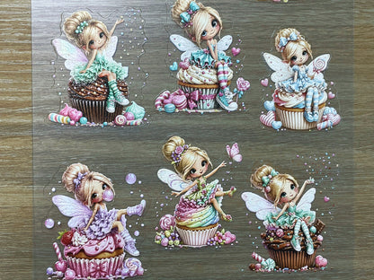 E-145 Cupcake Fairies 3D Embossed sticker 1 piece