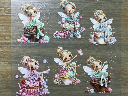 E-145 Cupcake Fairies 3D Embossed sticker 1 piece
