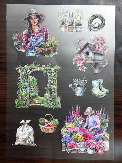 S-177 Garden sticker pet precut A5 size 5 pieces