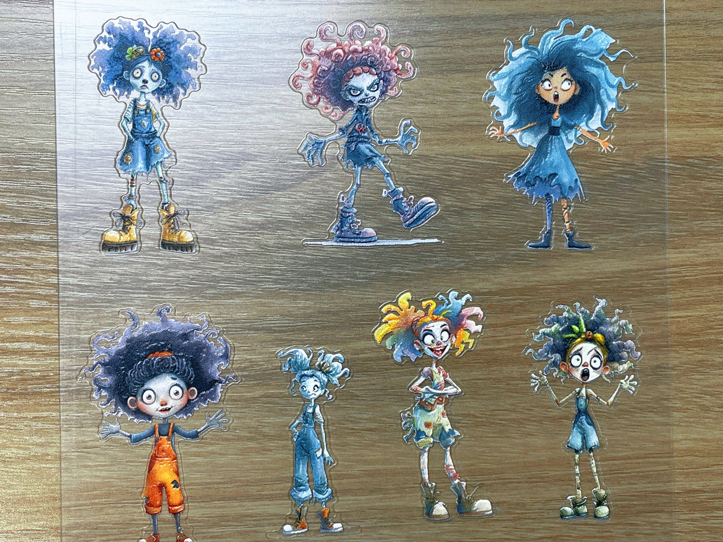 E-104 Fluffy Hair Whimsies 3D Embossed sticker 1 piece
